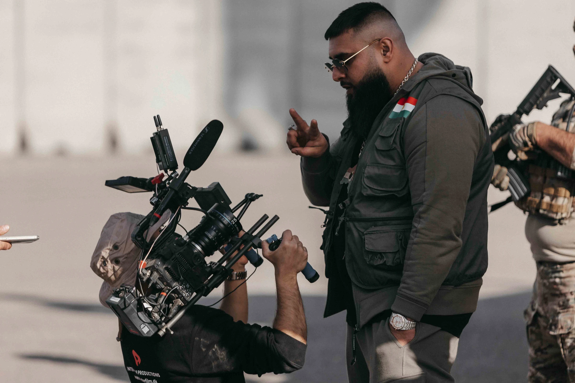 Director briefing the crew on set