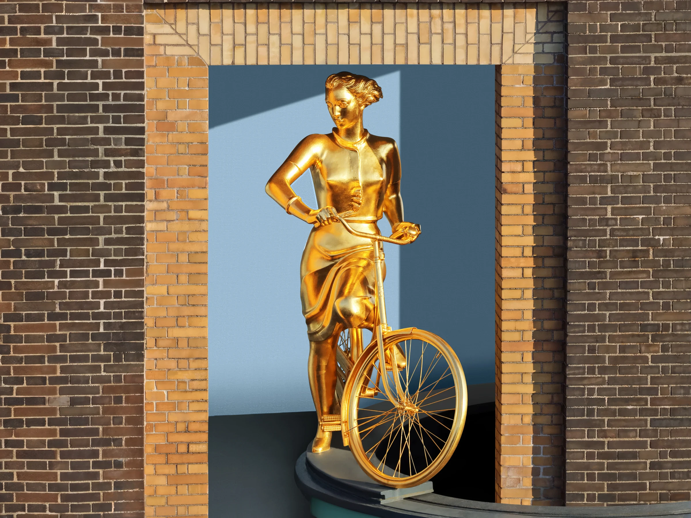 Aerial drone photography by Interfilm Productions — Richshuset Copenhagen golden statue detail