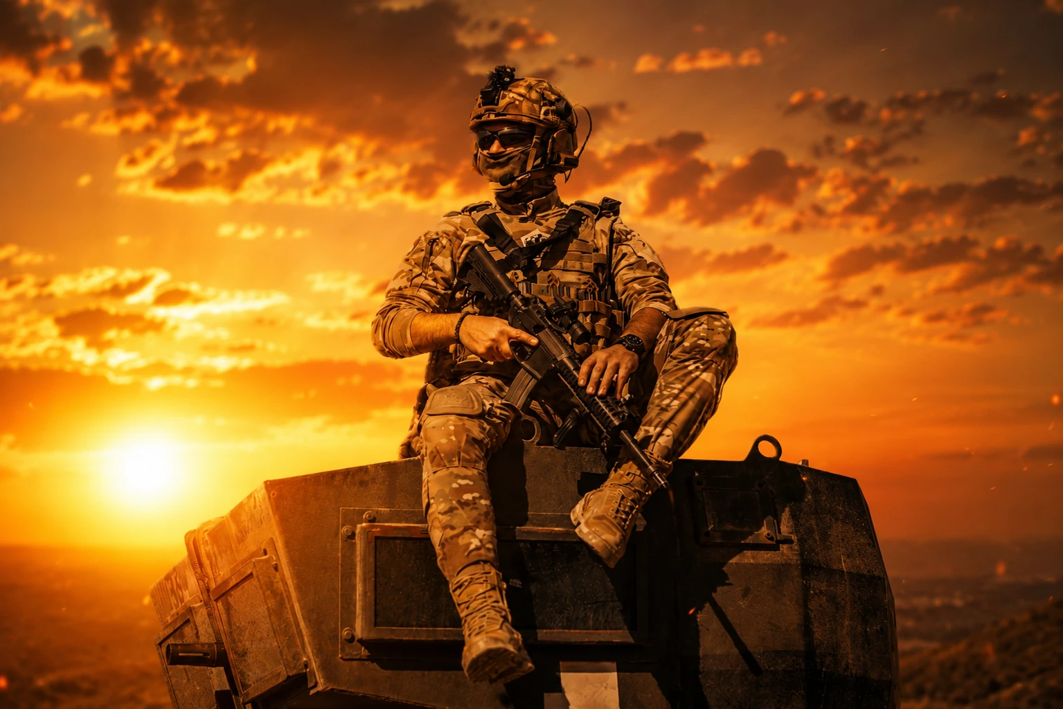Creative photoshoot by Interfilm Productions — SWAT soldier at sunset